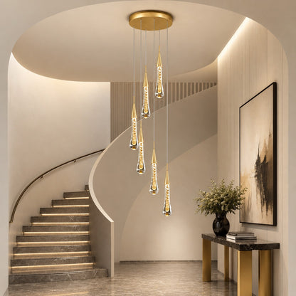 Gold Chandelier Pendant Light Hanging Aluminum LED Fixture