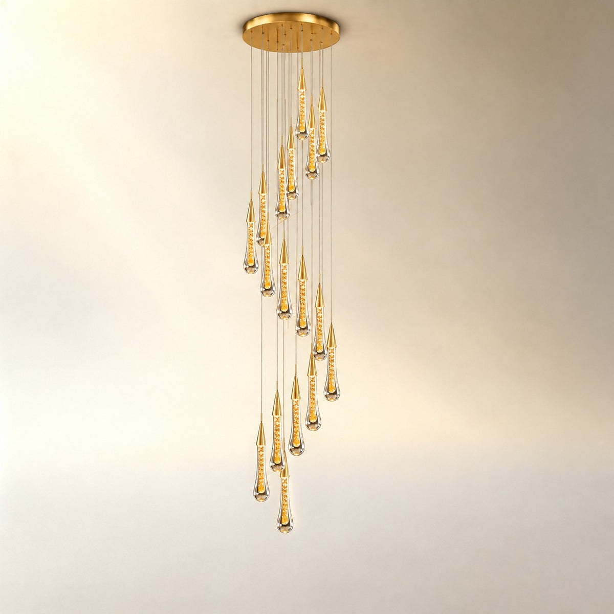 Gold Chandelier Pendant Light Hanging Aluminum LED Fixture