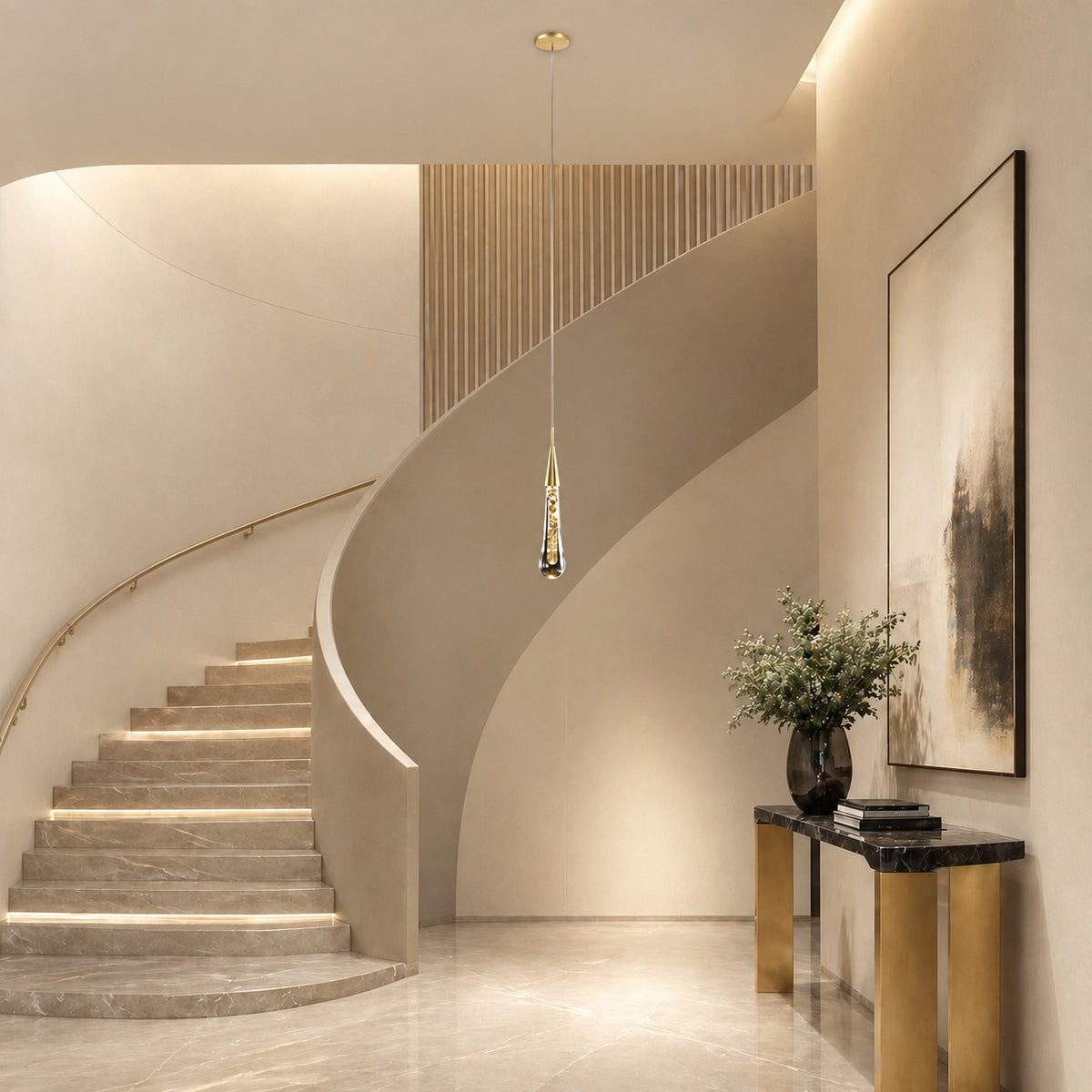 Gold Chandelier Pendant Light Hanging Aluminum LED Fixture