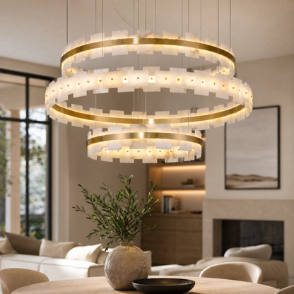 Loria Modern Alabaster Ring Chandelier
