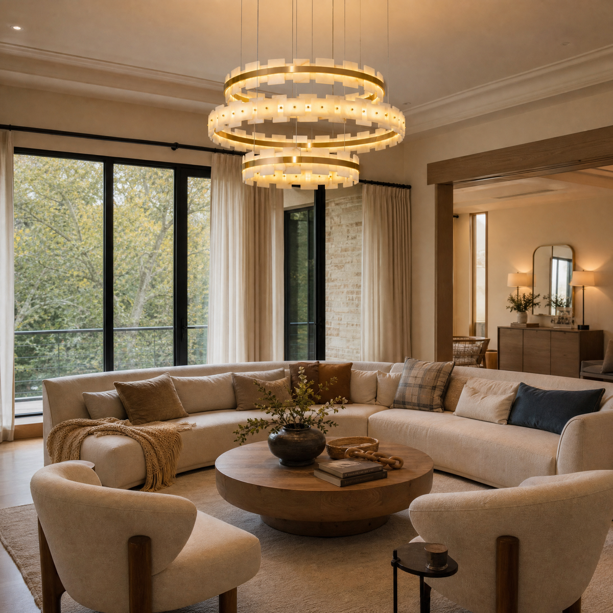 Loria Modern Alabaster Ring Chandelier
