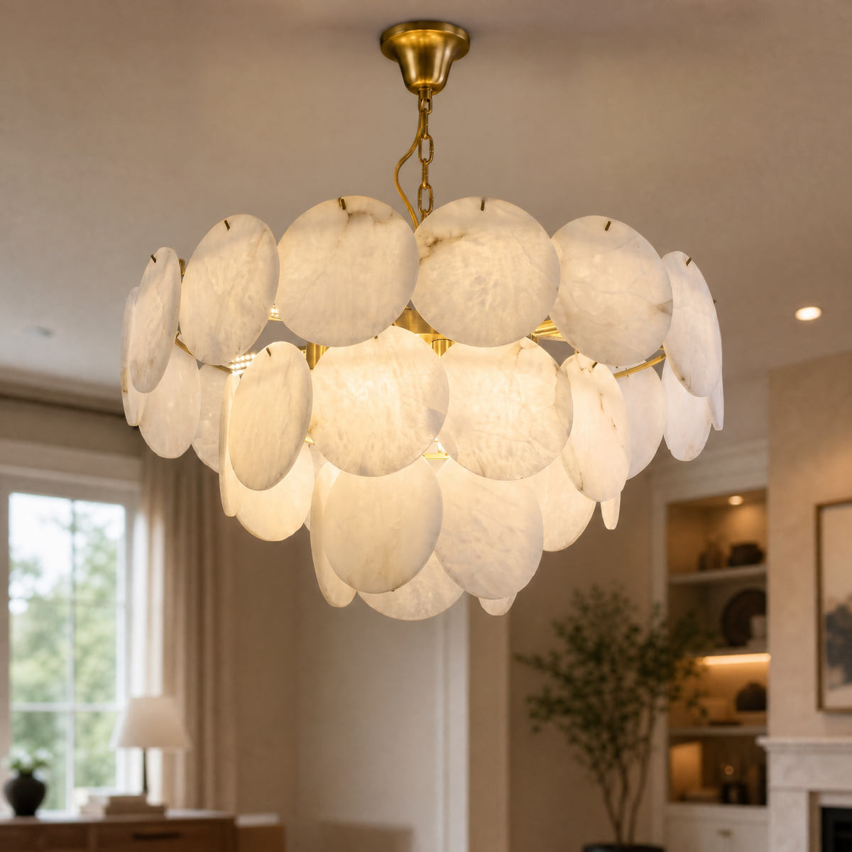 Loria Modern Alabaster Round Chandelier