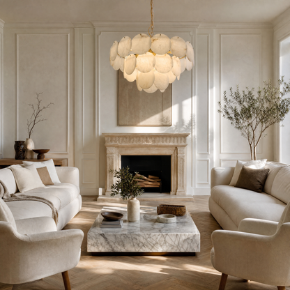 Loria Modern Alabaster Round Chandelier