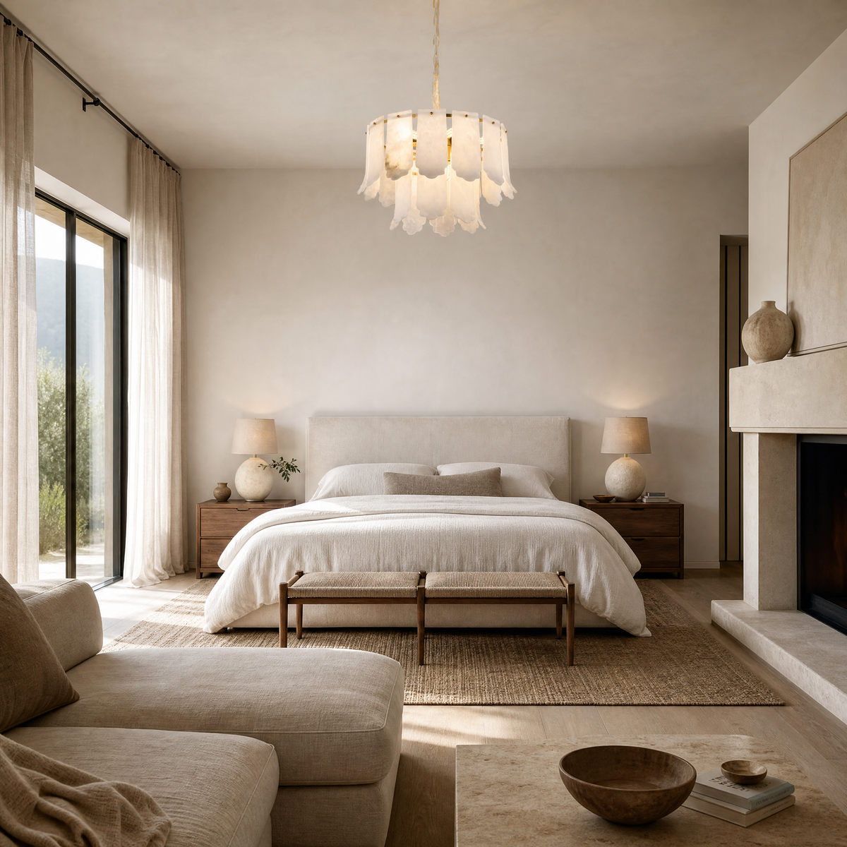 Loria Modern Alabaster Round Pendant Light