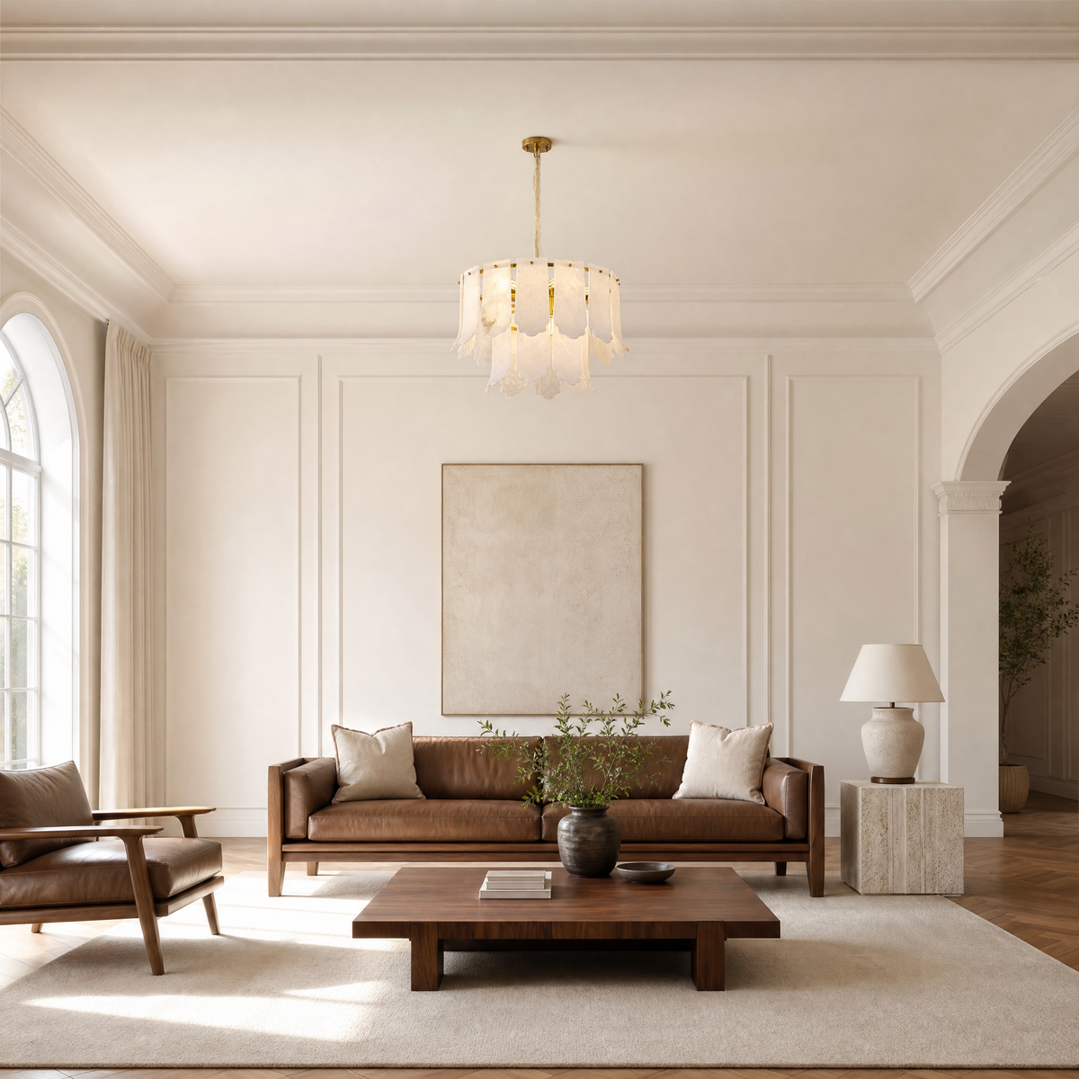 Loria Modern Alabaster Round Pendant Light