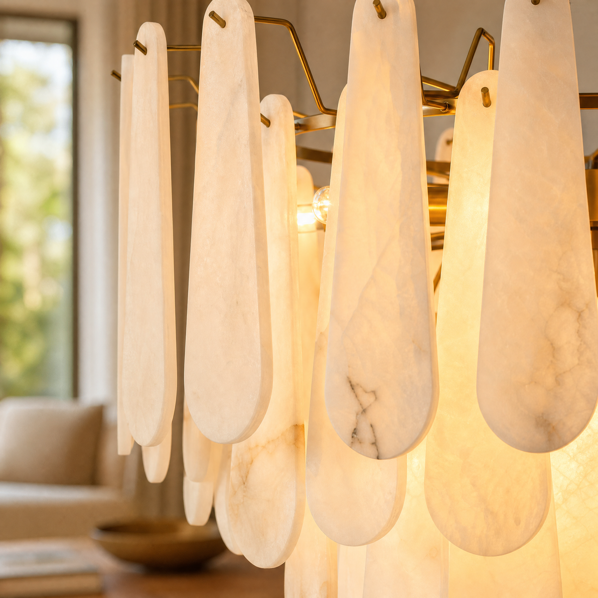 Loria Modern Alabaster Tiered Chandelier