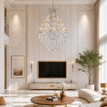 49.2" 44-Light Maria Theresa Crystal Chandelier - Gold