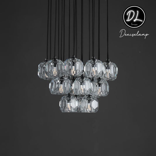 Damn- Modern Design Hexagonal Crystal Ball Cluster Chandelier 14" / 18" / 24"