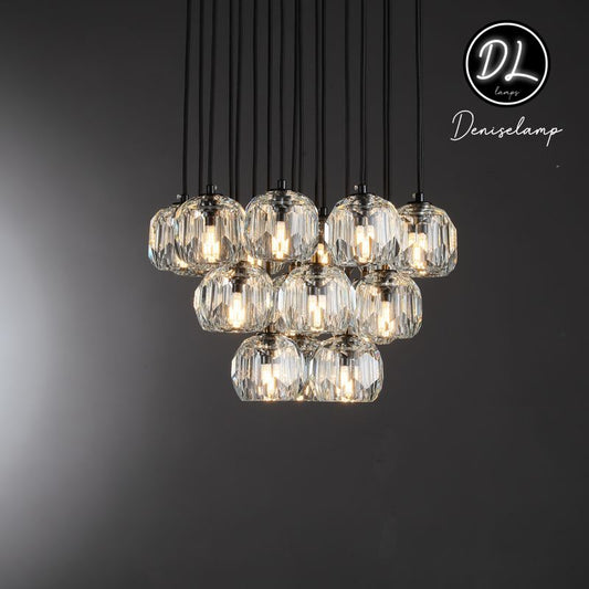 Damn- Modern Design Hexagonal Crystal Ball Cluster Chandelier 14"