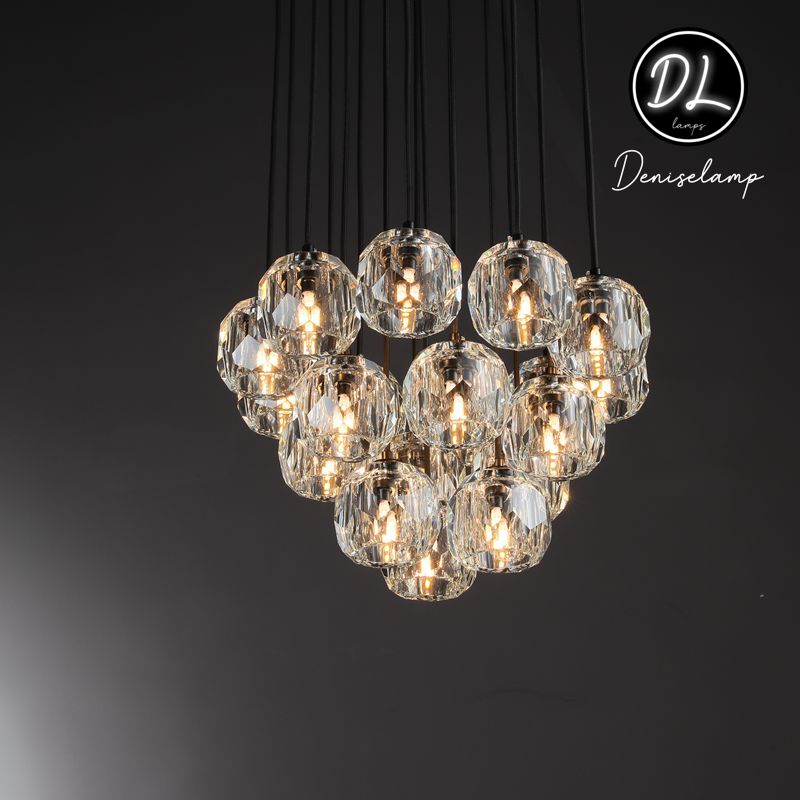 Dawn- Modern Design Hexagonal Crystal Ball Cluster Chandelier 14" / 18" / 24"