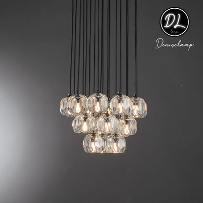 Dawn- Modern Design Hexagonal Crystal Ball Cluster Chandelier 14" / 18" / 24"