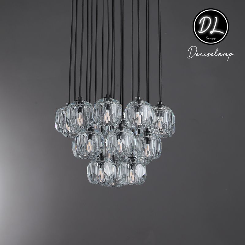 Dawn- Modern Design Hexagonal Crystal Ball Cluster Chandelier 14" / 18" / 24"