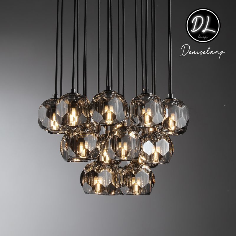 Dawn- Modern Design Hexagonal Crystal Ball Cluster Chandelier 14" / 18" / 24"