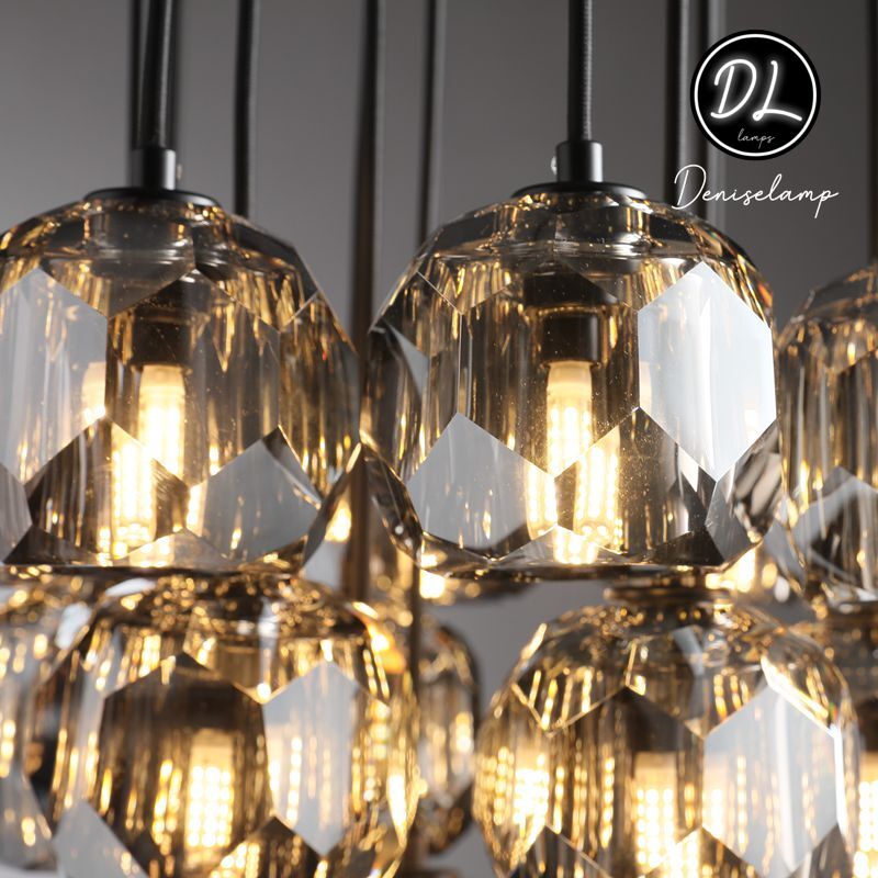 Dawn- Modern Design Hexagonal Crystal Ball Cluster Chandelier 14" / 18" / 24"