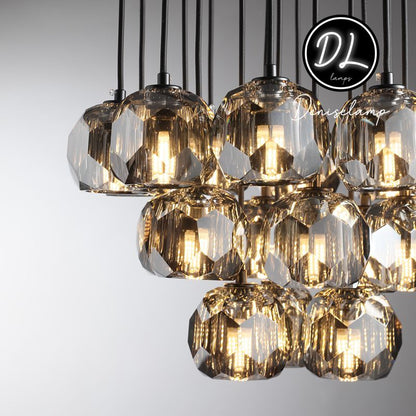 Dawn- Modern Design Hexagonal Crystal Ball Cluster Chandelier 14" / 18" / 24"