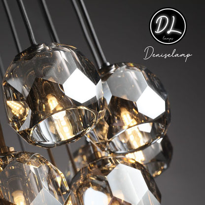 Dawn- Modern Design Hexagonal Crystal Ball Cluster Chandelier 14" / 18" / 24"
