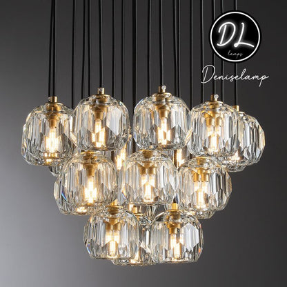 Dawn- Modern Design Hexagonal Crystal Ball Cluster Chandelier 14" / 18" / 24"