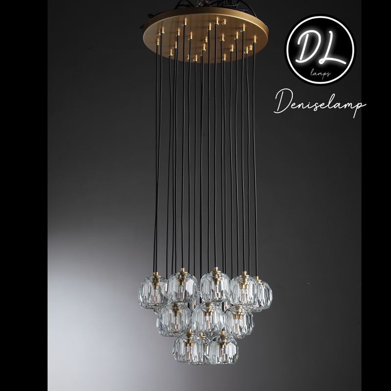Dawn- Modern Design Hexagonal Crystal Ball Cluster Chandelier 14" / 18" / 24"