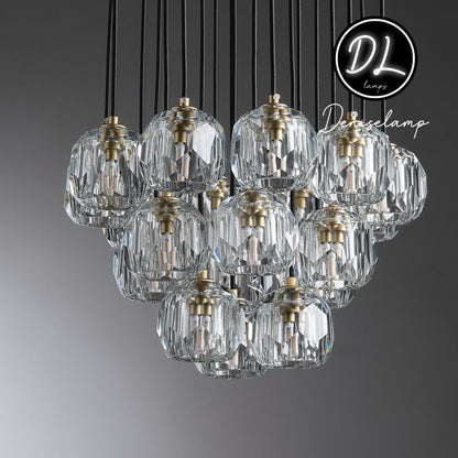 Dawn- Modern Design Hexagonal Crystal Ball Cluster Chandelier 14" / 18" / 24"
