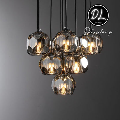 Dawn- Modern Design Hexagonal Crystal Ball Cluster Chandelier 14" / 18" / 24"