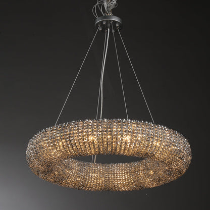 Customized Round Chandelier 59‘’- Full crystal, canopy 8''