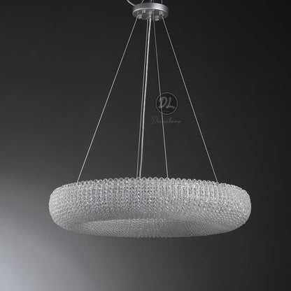 Customized Round Chandelier 59‘’- Full crystal, canopy 8''