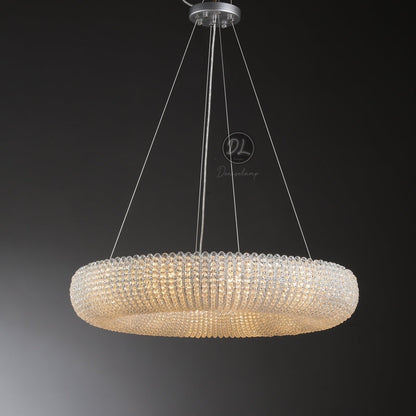 Customized Round Chandelier 59‘’- Full crystal, canopy 8''