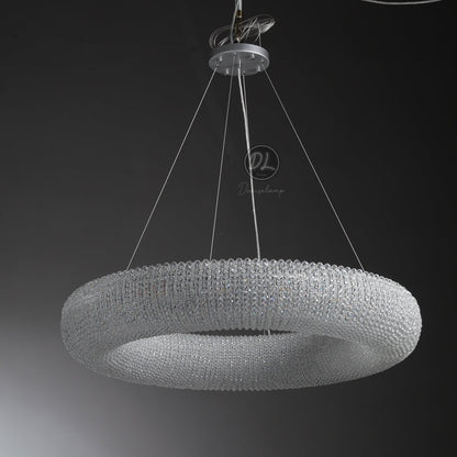 Customized Round Chandelier 59‘’- Full crystal, canopy 8''