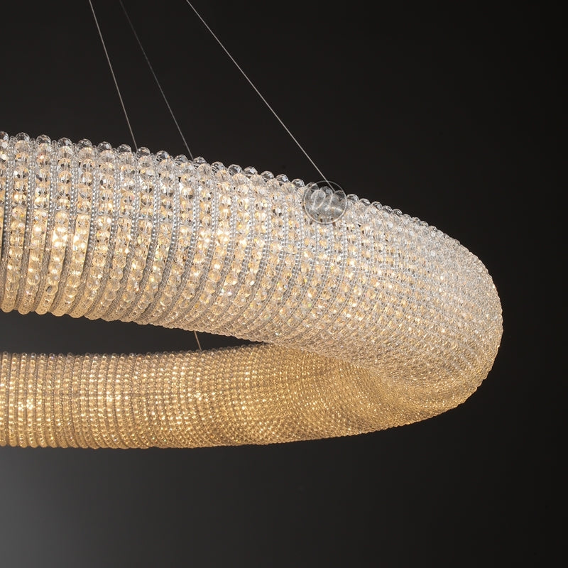 Customized Round Chandelier 59‘’- Full crystal, canopy 8''