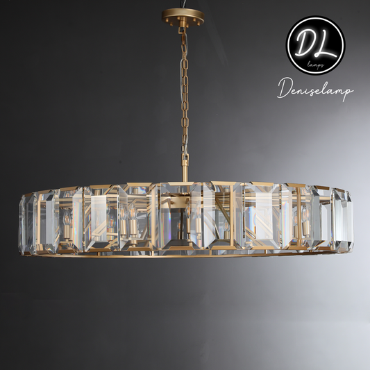 Moonlit Faceted Round Crystal Chandelier 62"