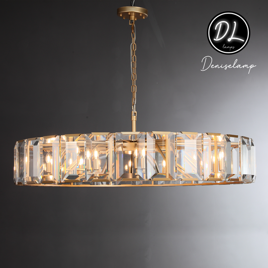 Moonlit Faceted Round Crystal Chandelier  74"