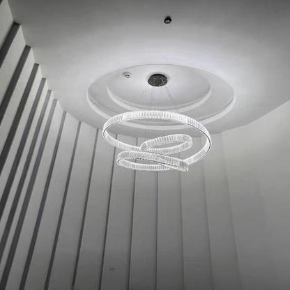 Elegant Restaurant Rings Crystal Chandelier Foyer Living Room Ceiling Pendant Light Fixture