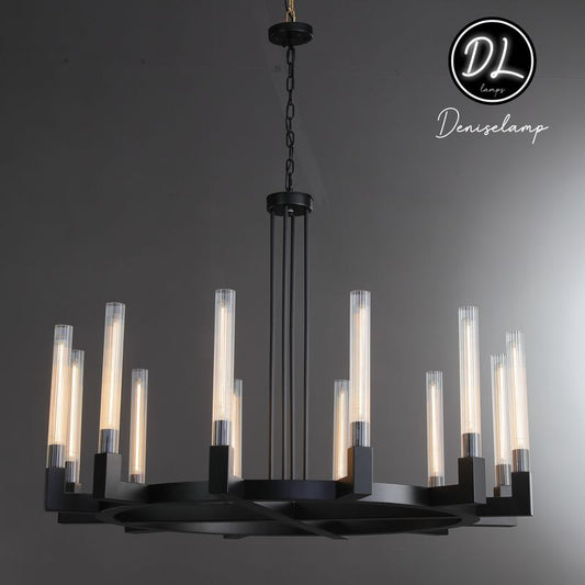 Elegance Modern Flow Stripe Round Chandelier 24"(Custom Size 6 Lights)36"/48"/60"/72"