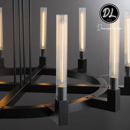 Elegance Modern Flow Stripe Round Chandelier 24"(Custom Size 6 Lights)36"/48"/60"/72"