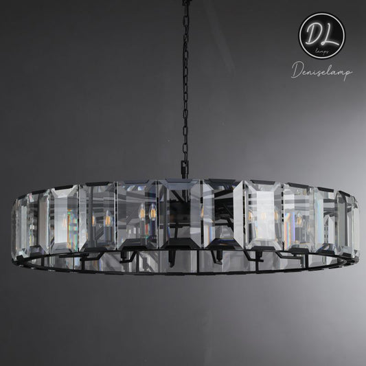 Moonlit Faceted Round Crystal Chandelier 55"