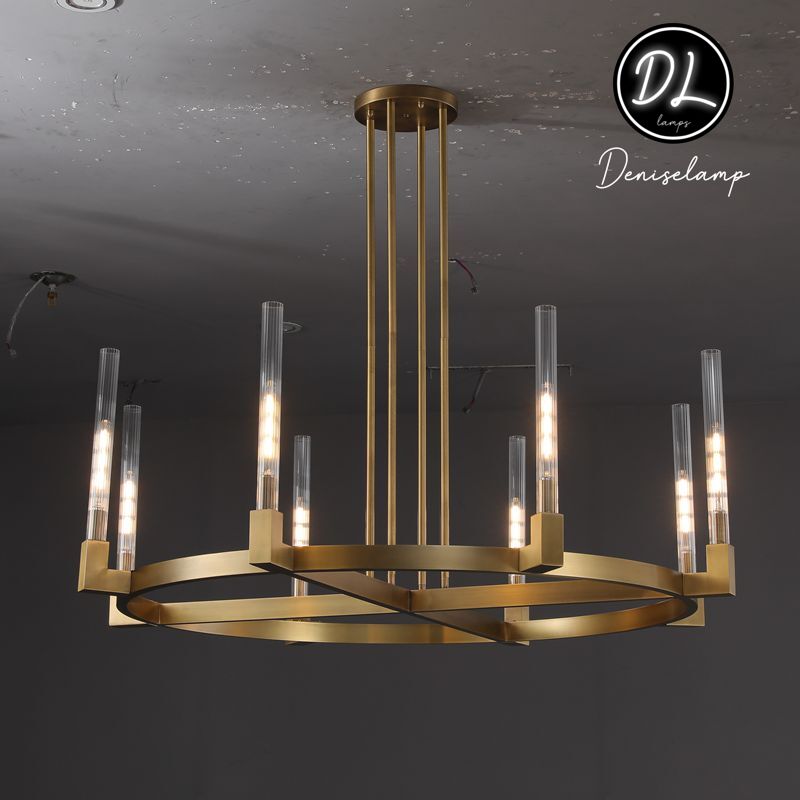 Elegance Modern Flow Stripe Round Chandelier 24"(Custom Size 6 Lights)36"/48"/60"/72"