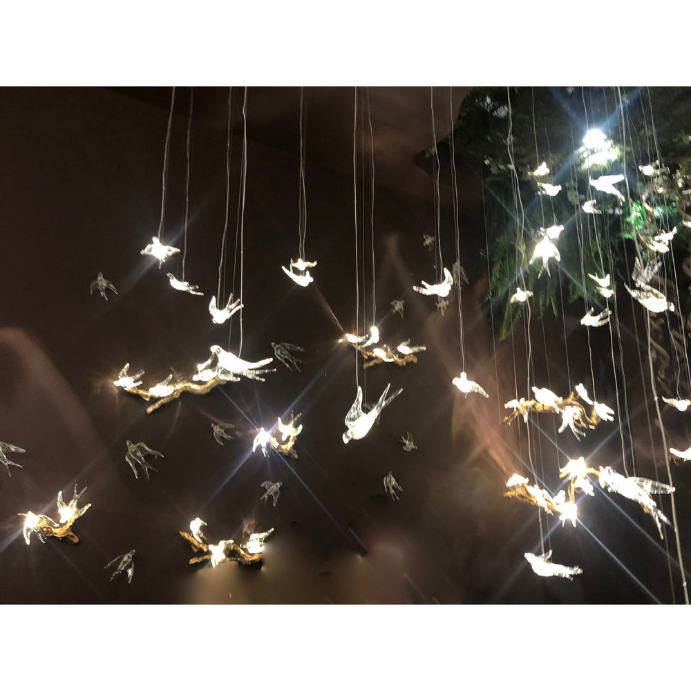 Bird Song Branching Linear Teardrop Chandelier
