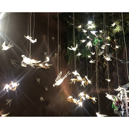 Bird Song Branching Linear Teardrop Chandelier