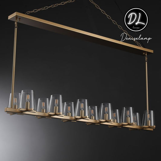 Willow Fashion design glass lampshade Linear Chandelier 49"