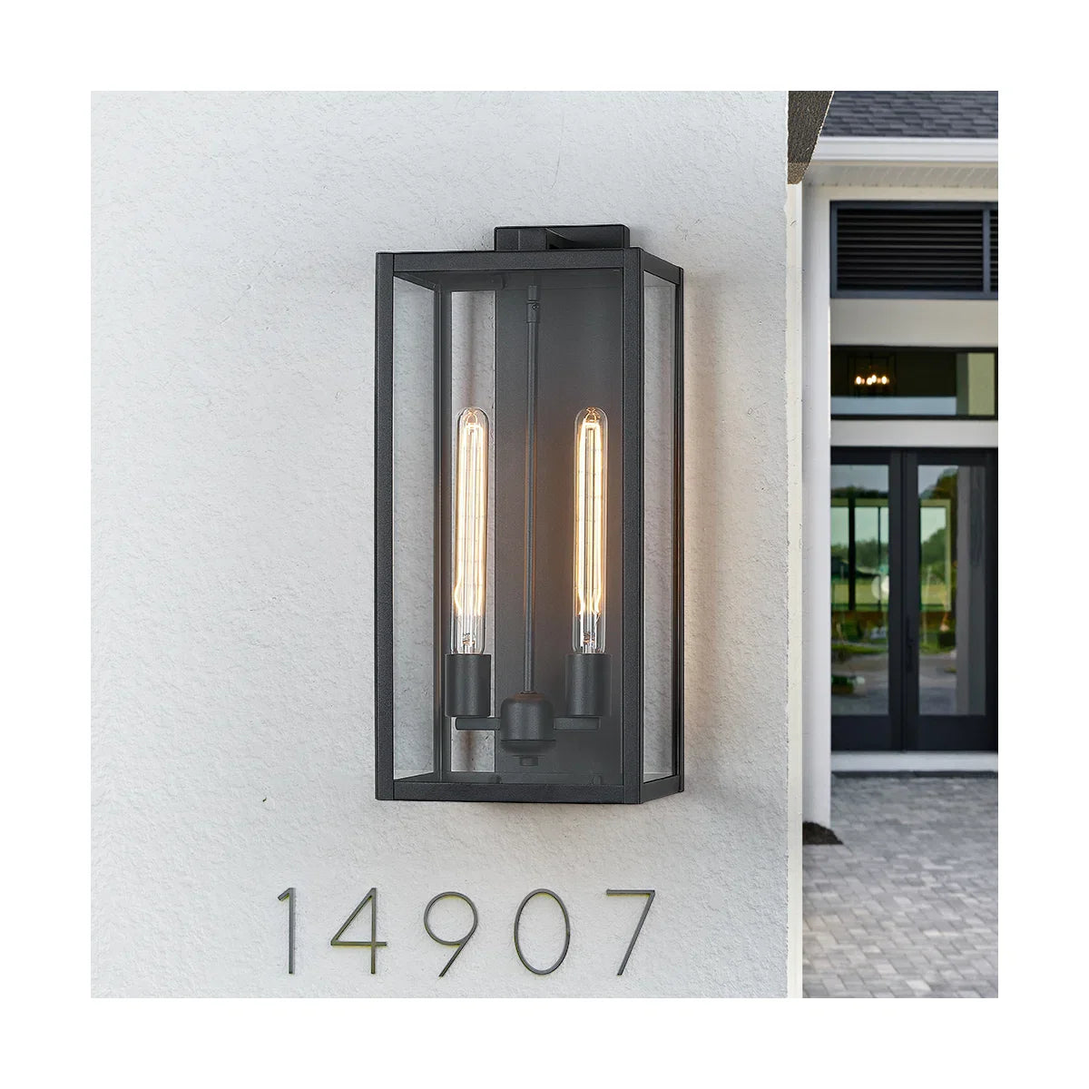 21" Gold Outdoor Wall Sconce with Glass Shade