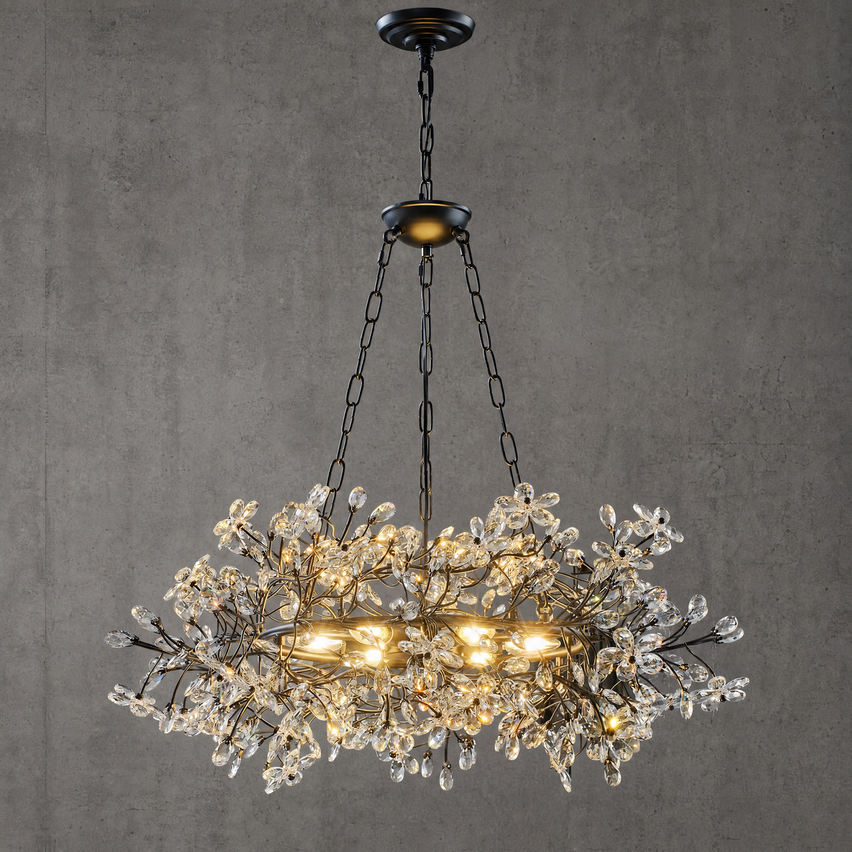 Rowan Twig Round Black Chandelier 31.5"D