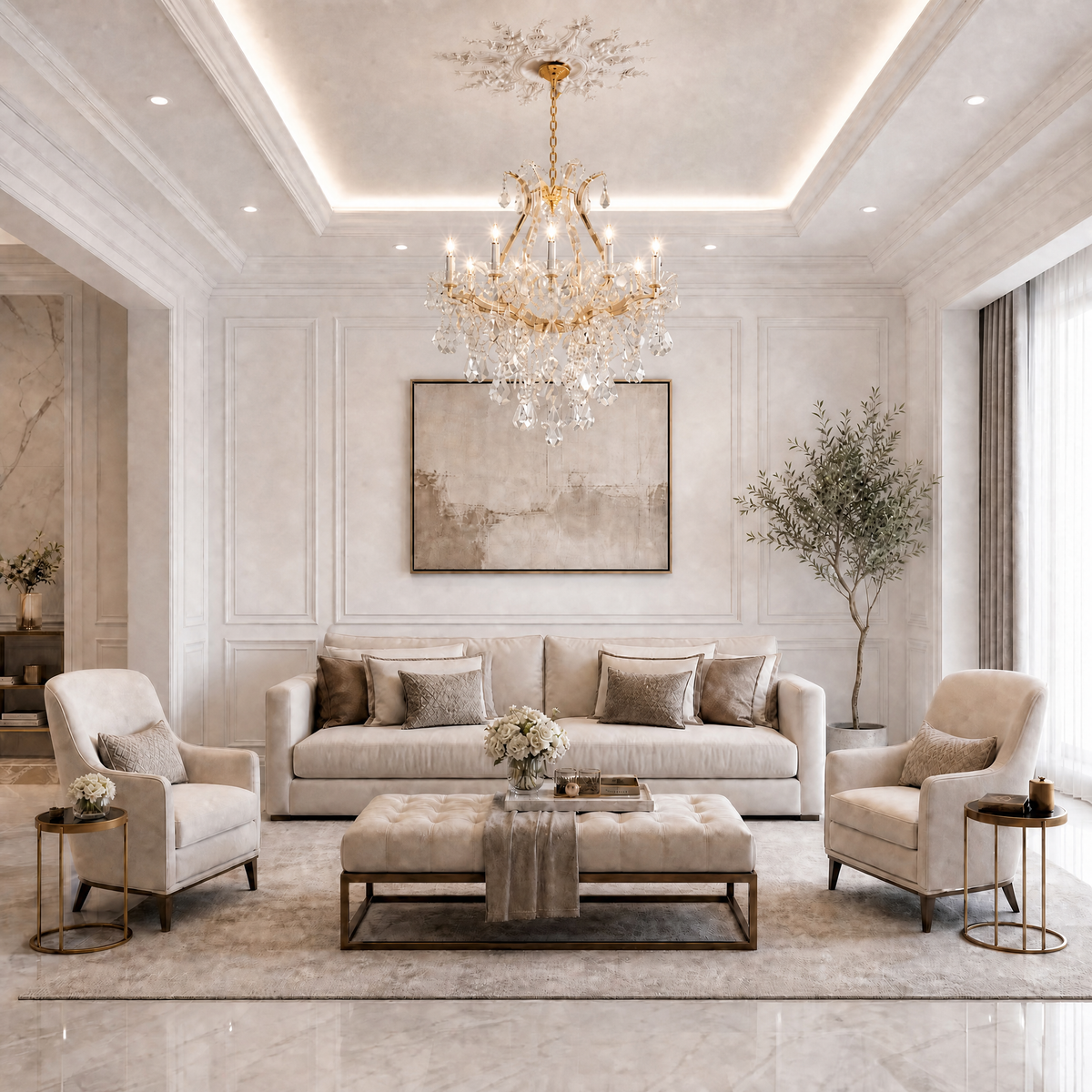 28.3" 12-Light Maria Theresa Crystal Chandelier - Gold