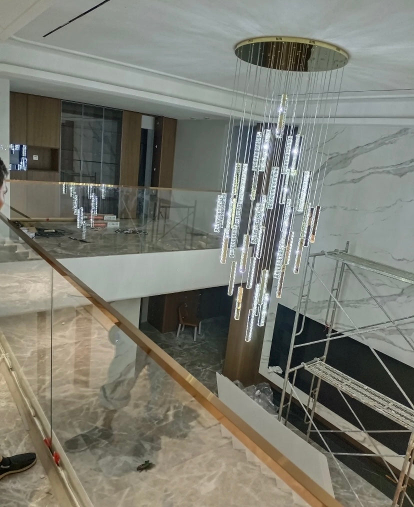 Extra Large Modern Spiral Crystal Ceiling Light Decoration for Staircase/ High Ceiling Living Room/ Hotel Lobby/ Hallway