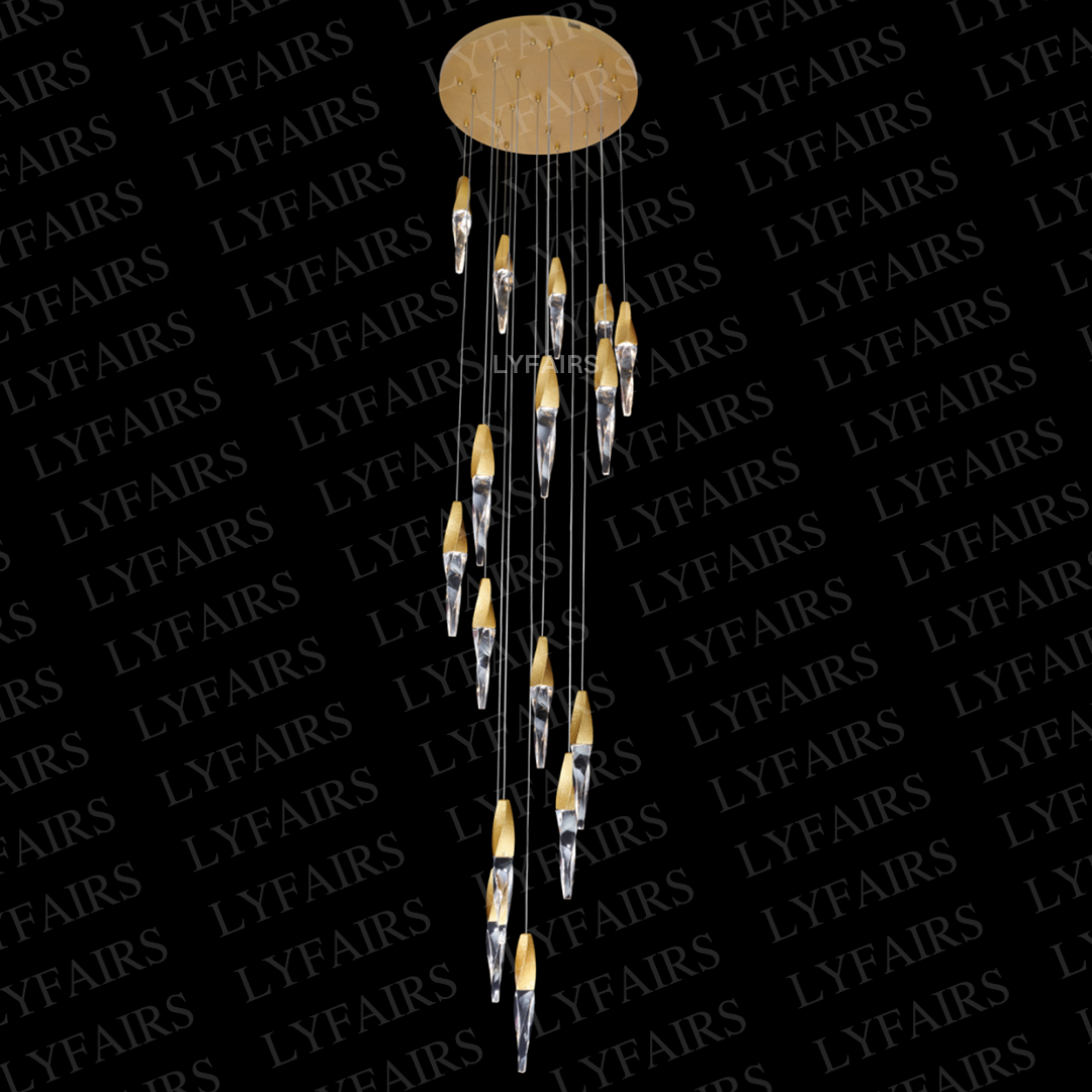 Modern Floating Spiral Crystal Chandelier for High-ceiling