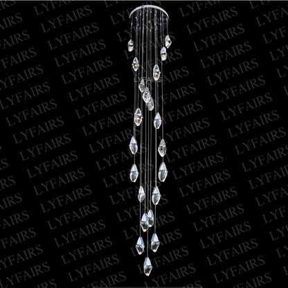 Modern Floating Diamond Crystal Chandelier for High-ceiling