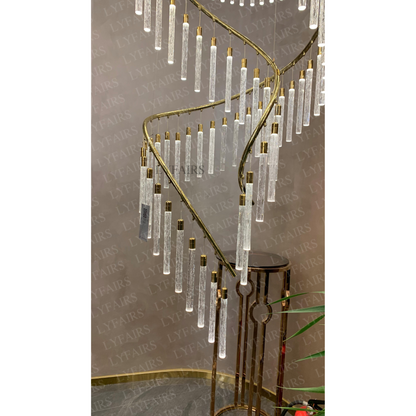 Luxury Spiral Bubble Crystal Chandelier for High Ceiling