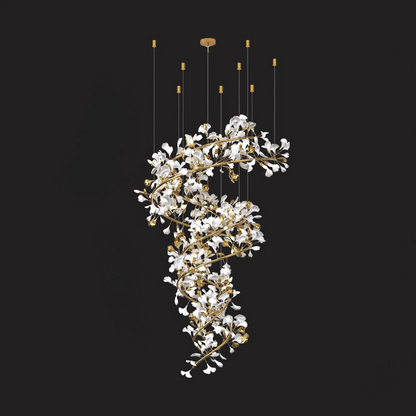 Art Design Ceramic Ginkgo Chandelier for Living Room/Staircase/Entryway/Foyer