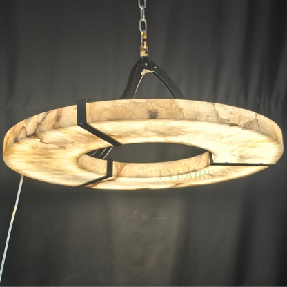 Modern Round Alabaster Chandelier for Low-ceiling