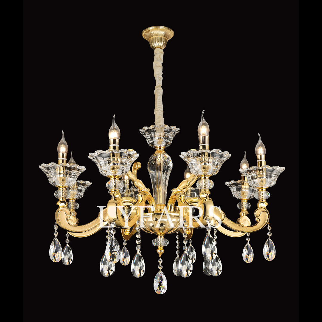 Baroque Revival Classical Brass Branches Candle Light Chandelier