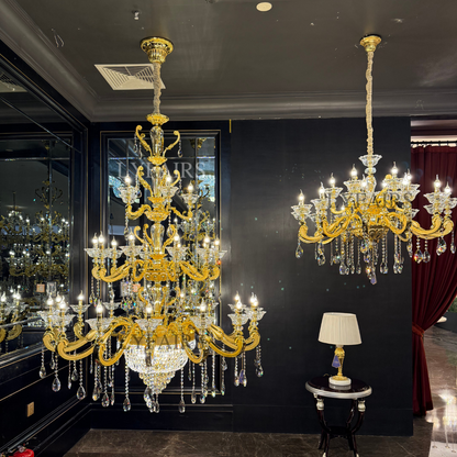 Baroque Revival Classical Brass Branches Candle Light Chandelier